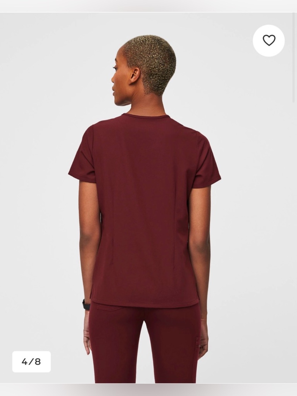 Figs Catarina One-Pocket Scrub Top in Burgundy - Picture 2 of 6